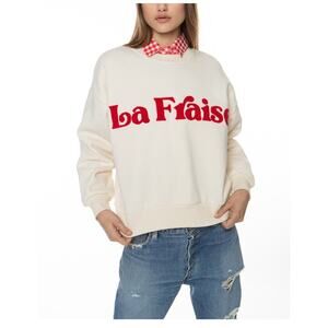 Ell & Emm "La Fraise" Sweatshirt Size XL/XXL Cream Red French Graphic Pullover